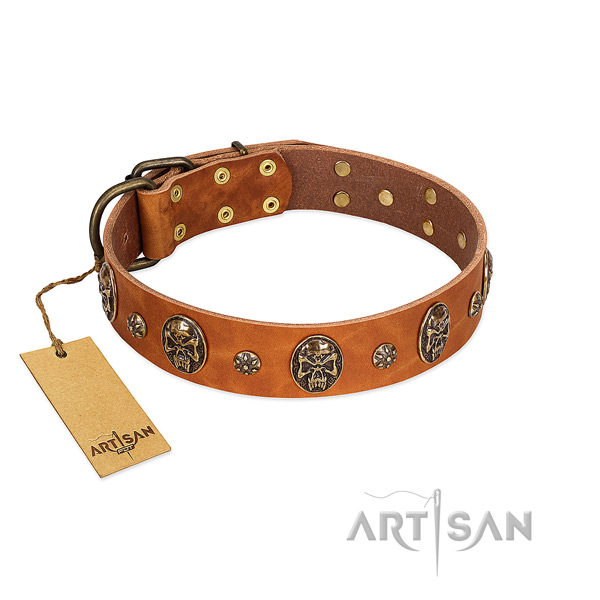 Exquisite full grain natural leather collar for your dog
