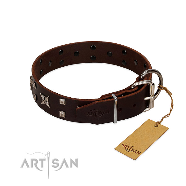 Top rate full grain leather collar created for your dog