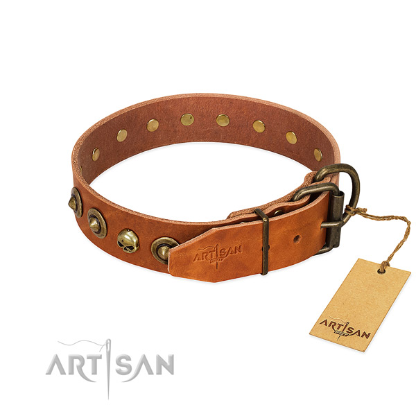 Genuine leather collar with extraordinary decorations for your doggie