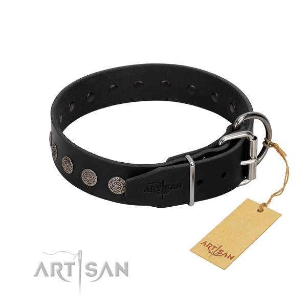 Fashionable natural leather collar for your doggie