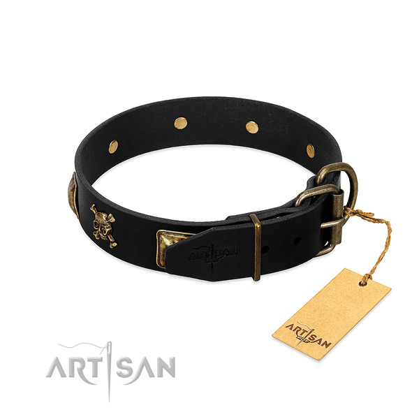 Soft to touch full grain leather collar with studs for your doggie