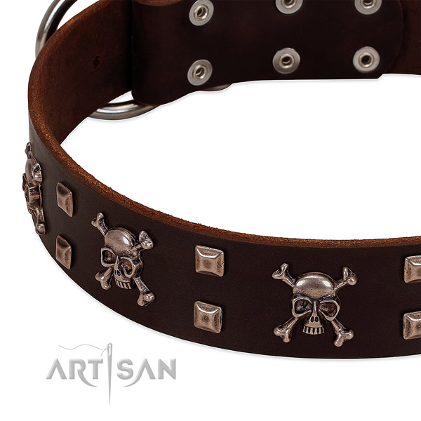 Handmade collar of genuine leather for your handsome four-legged friend