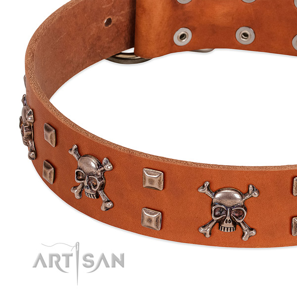 Stylish full grain natural leather collar for your pet
