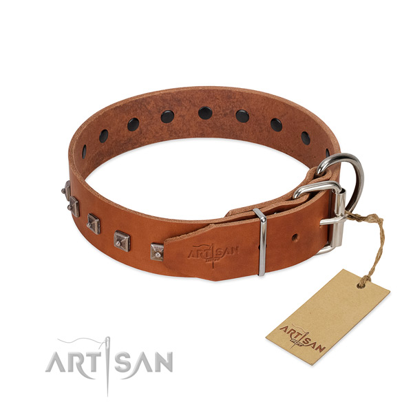 Inimitable natural leather collar for your doggie