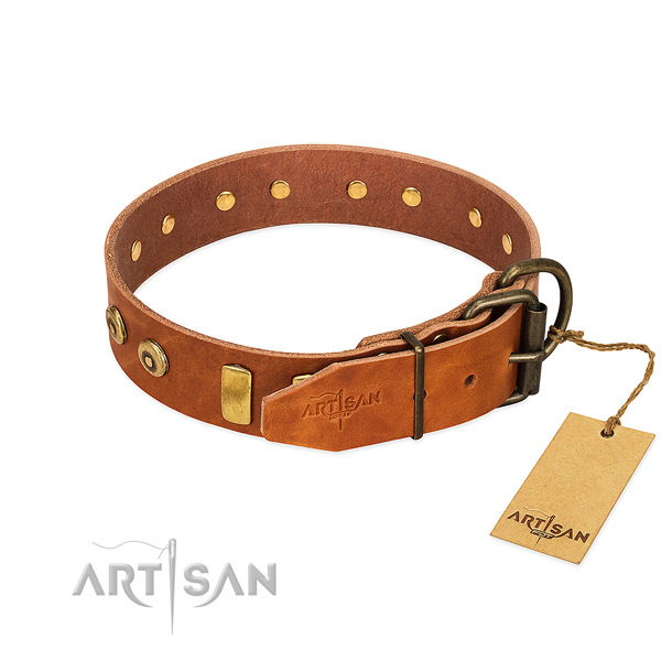 Exceptional studded leather dog collar of soft material