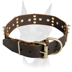 Stylish Doberman collar decorated with plates and spikes [C84##1036 ...
